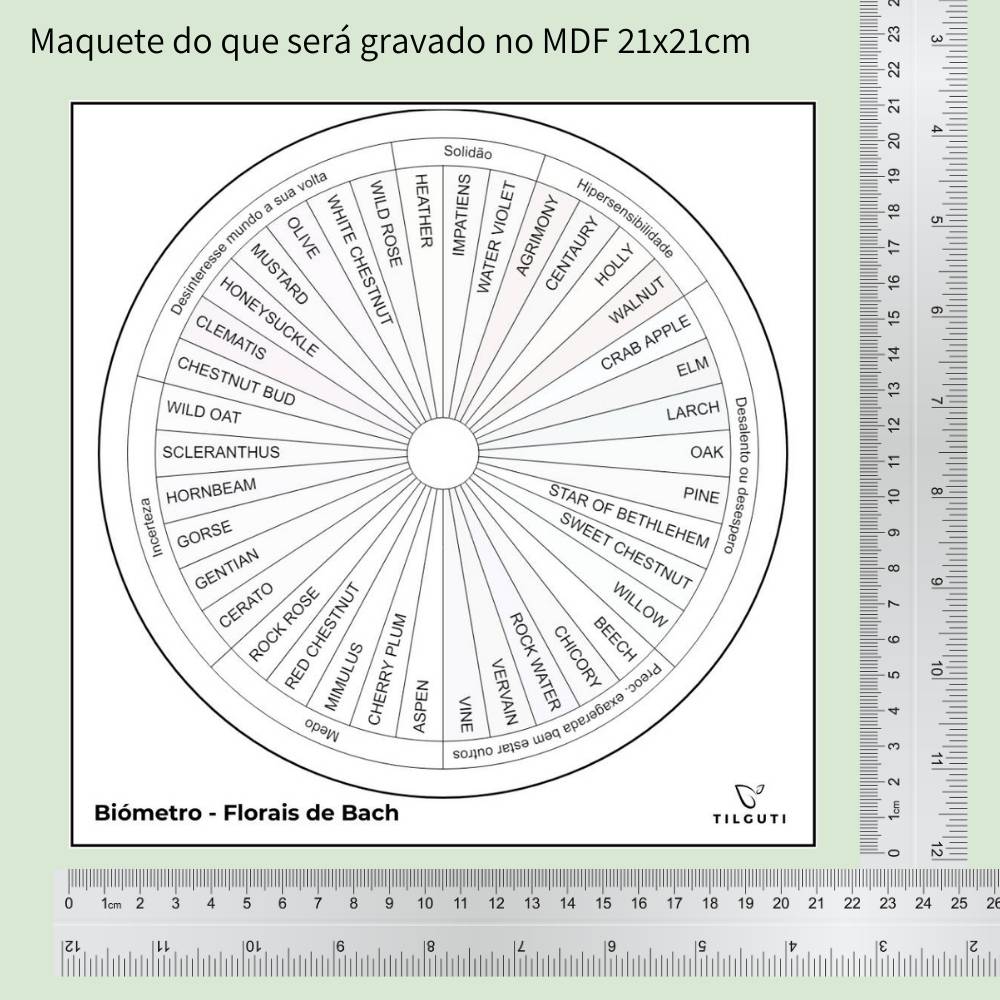 Biómetro Florais de Bach  | Gráfico Radiestesia em MDF