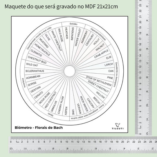 Biómetro Florais de Bach  | Gráfico Radiestesia em MDF