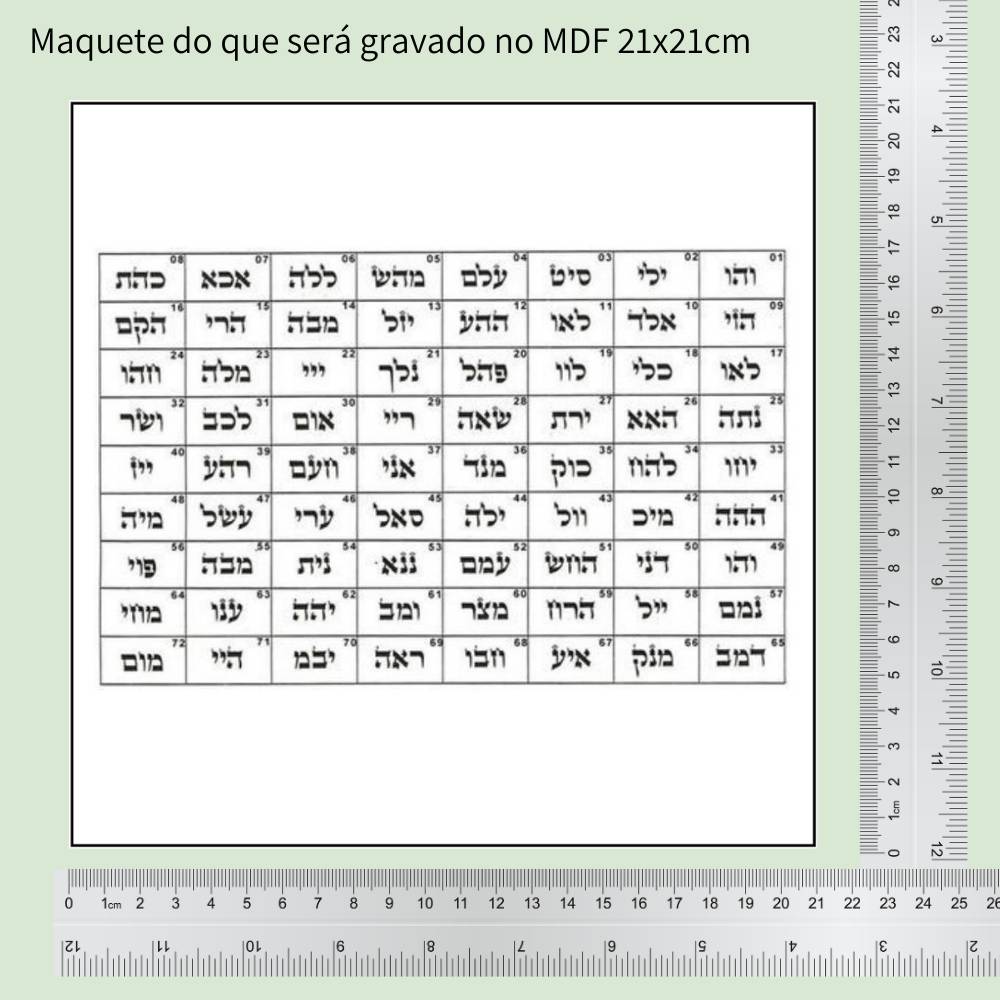 61. 72 Nomes de Deus | Gráfico Radiestésico em MDF