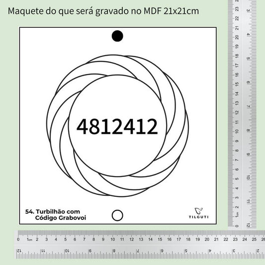 54. Turbilhão com Código Grabovoi | Gráfico Radiestésico em MDF