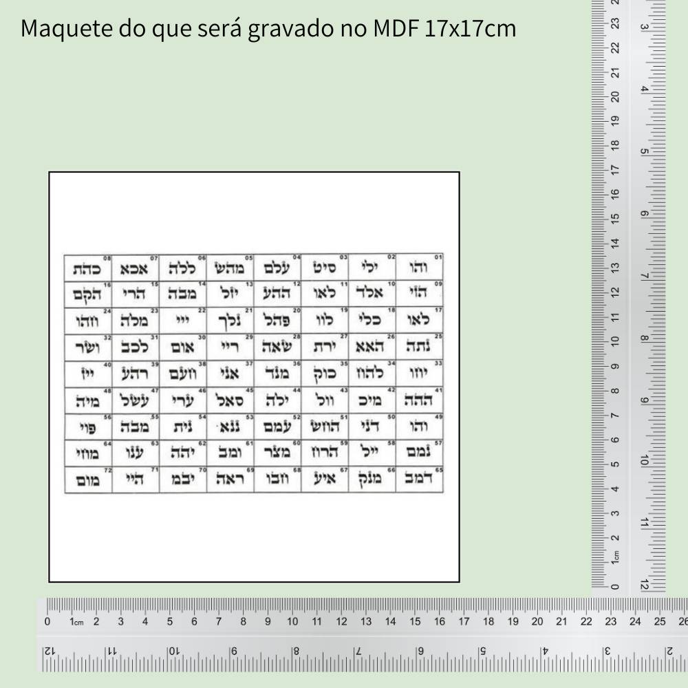 61. 72 Nomes de Deus | Gráfico Radiestésico em MDF